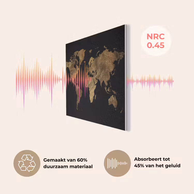 Wereldkaart - Goud - Luxe - Aarde - Zwart PET vilt klein -USP_NL