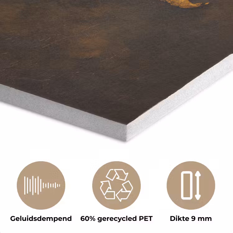 Wereldkaart - Goud - Roest PET vilt klein -closeup_NL