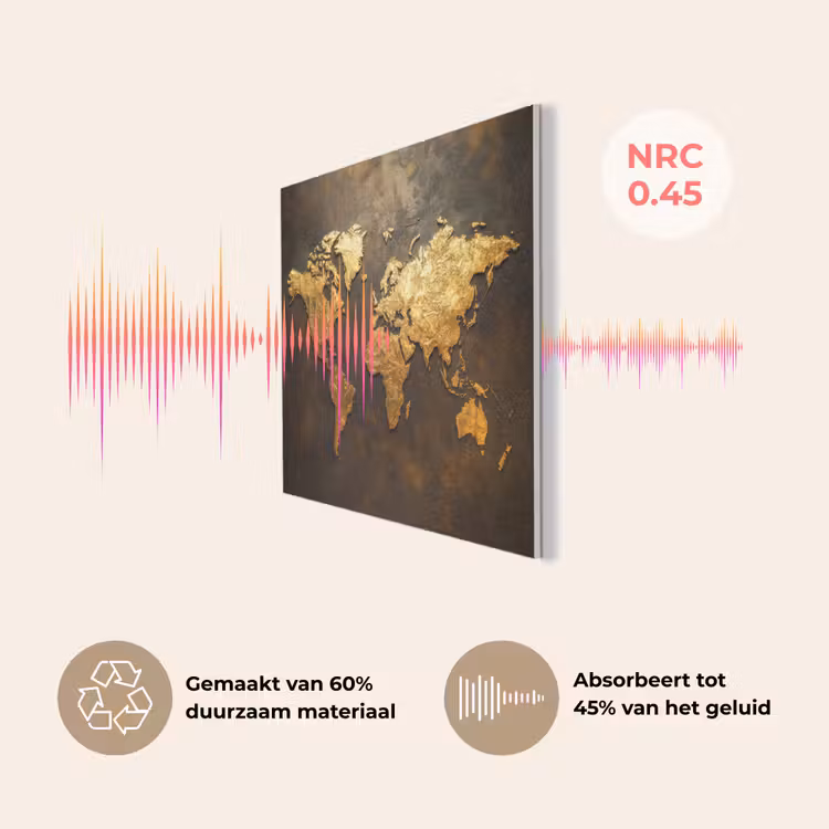 Wereldkaart - Goud - Roest PET vilt klein -USP_NL