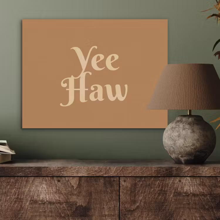 Yee haw - Bruin - Minimalistisch PET vilt klein -sfeer2