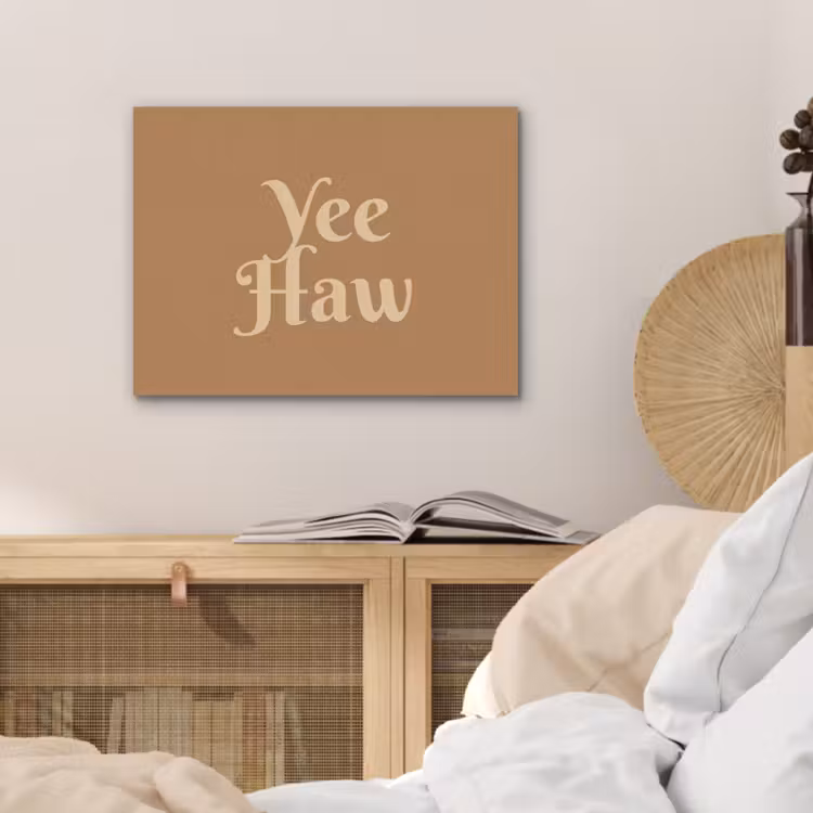 Yee haw - Bruin - Minimalistisch PET vilt klein -sfeer3