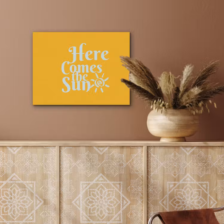 Geel - Blauw - Here comes the sun PET vilt klein -sfeer4
