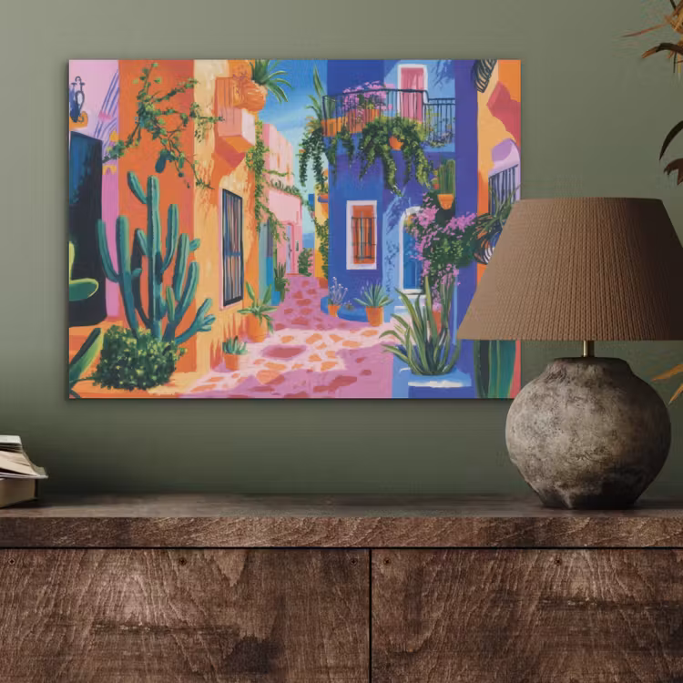 Geel - Blauw - Oranje - Huis PET vilt klein -sfeer2