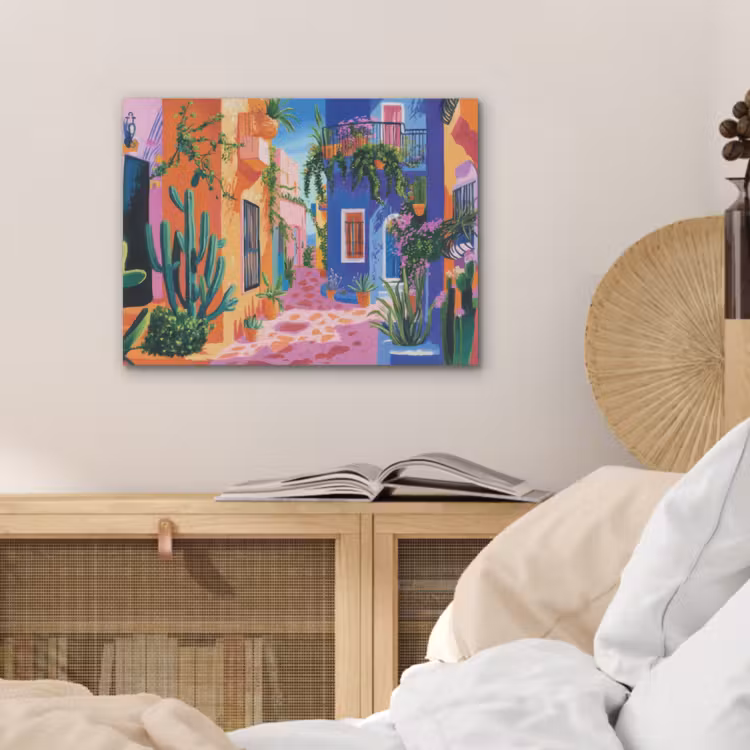 Geel - Blauw - Oranje - Huis PET vilt klein -sfeer3