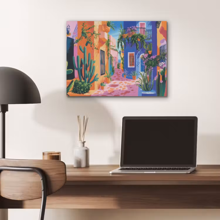 Geel - Blauw - Oranje - Huis PET vilt klein -sfeer5