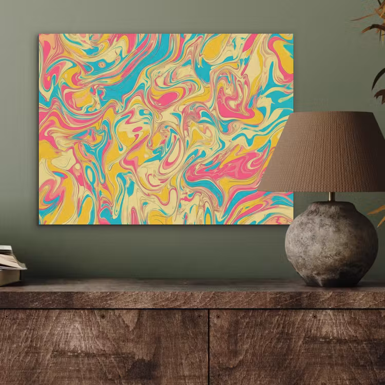 Geel - Roze - Blauw - Retro PET vilt klein -sfeer2