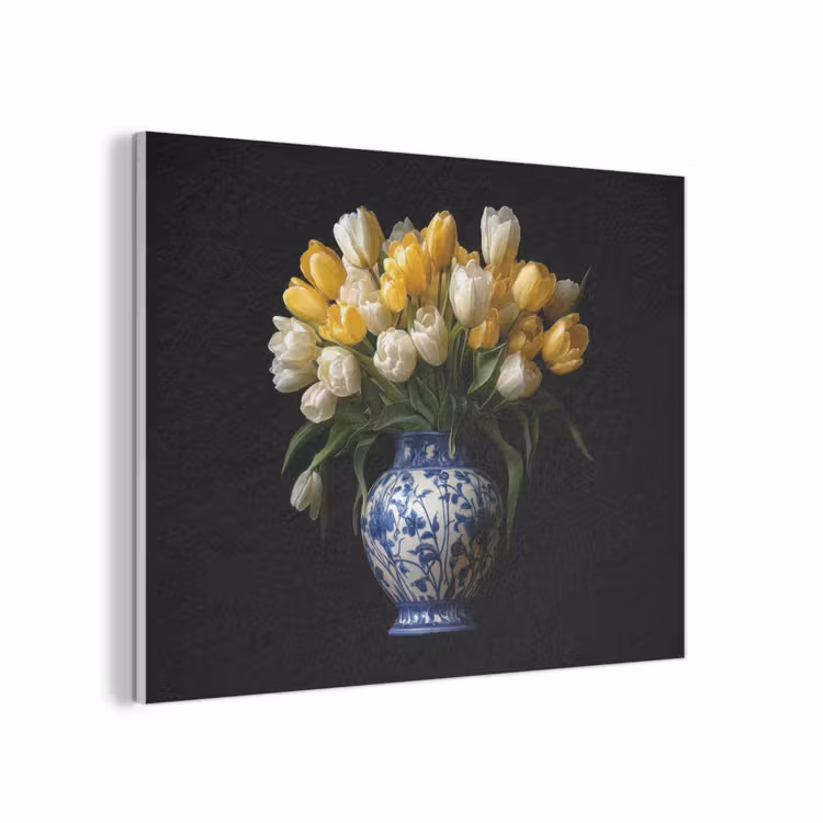 Geel - Tulpen - Vaas - Bloemen PET vilt klein -3d