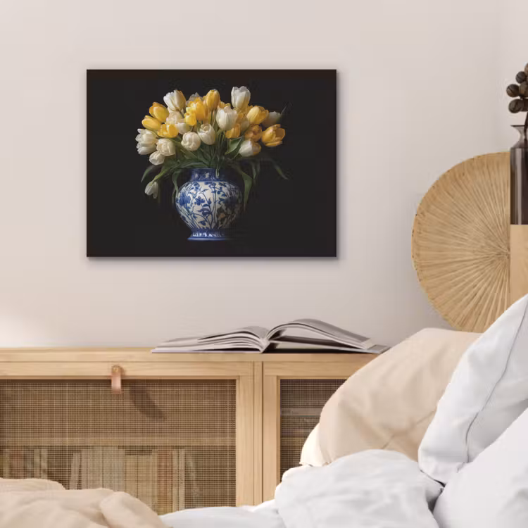 Geel - Tulpen - Vaas - Bloemen PET vilt klein -sfeer3