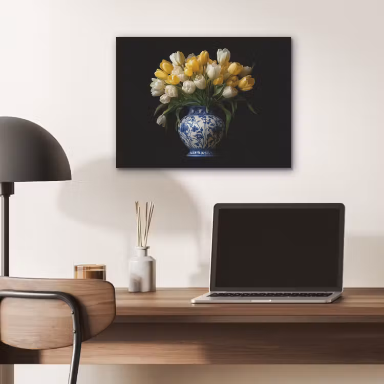 Geel - Tulpen - Vaas - Bloemen PET vilt klein -sfeer5