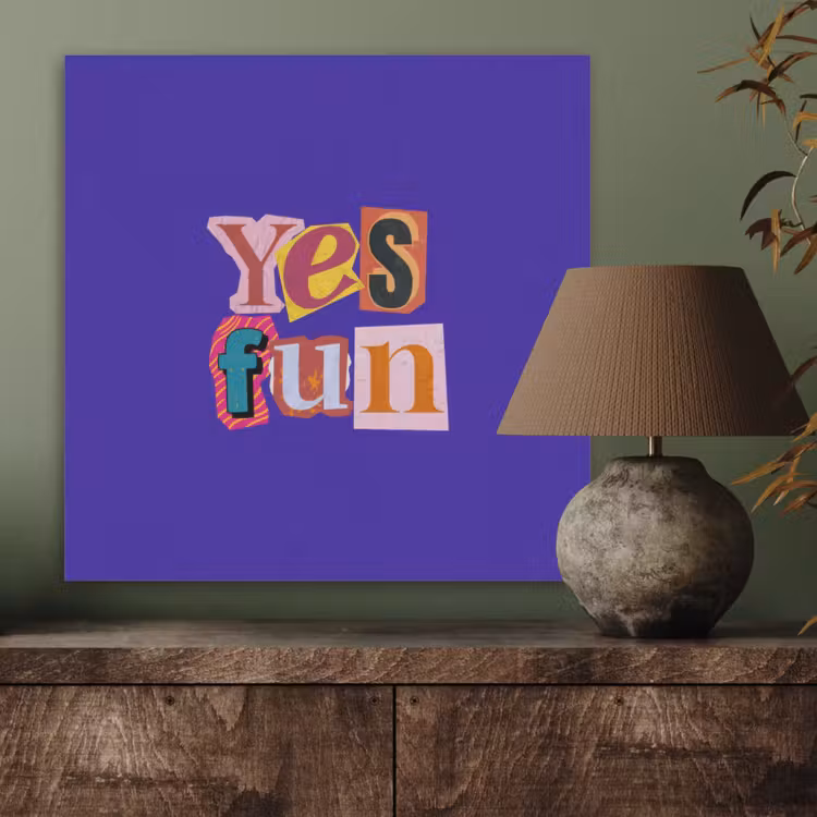 Yes fun - Kleurrijk - Collage-stijl PET vilt klein -sfeer2