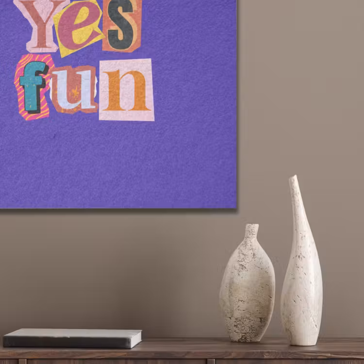 Yes fun - Kleurrijk - Collage-stijl PET vilt klein -sfeer6_closeup