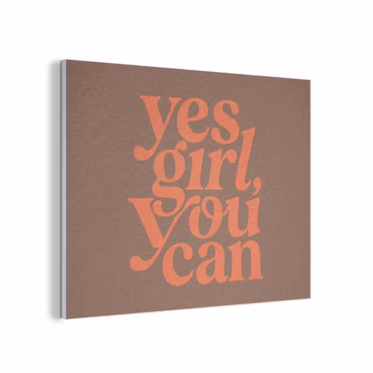 Yes girl you can - Oranje - Bruin PET vilt klein -3d