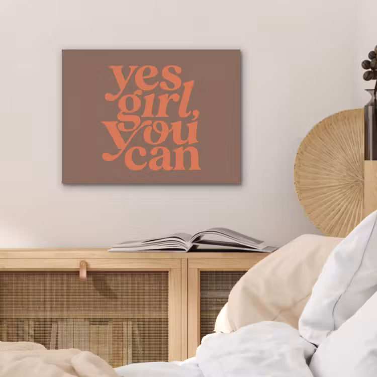 Yes girl you can - Oranje - Bruin PET vilt klein -sfeer3