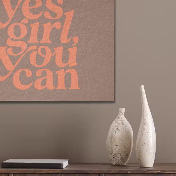 Yes girl you can - Oranje - Bruin PET vilt klein -sfeer6_closeup
