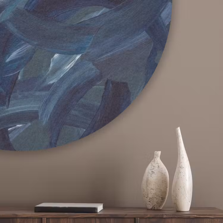Abstract - Acryl - Blauw - Goud - Elegant Akoestische PET Vilt - Rond klein -sfeer5_closeup