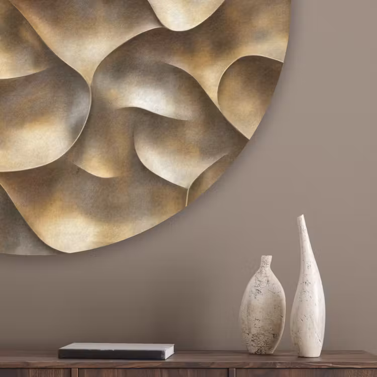 Abstract - Antiek - Goud Akoestische PET Vilt - Rond klein 838 -sfeer5_closeup