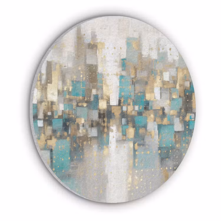 Abstract - Blokken - Goud - Skyline Akoestische PET Vilt - Rond klein -3d