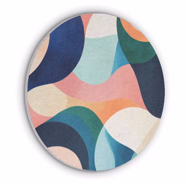 Abstract - Blauw - Roze Akoestische PET Vilt - Rond klein -3d