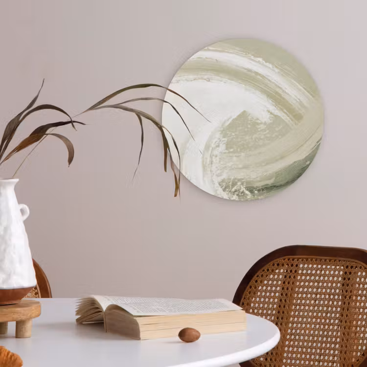 Abstract - Penseelstreken - Golven - Groen Akoestische PET Vilt - Rond klein -sfeer3