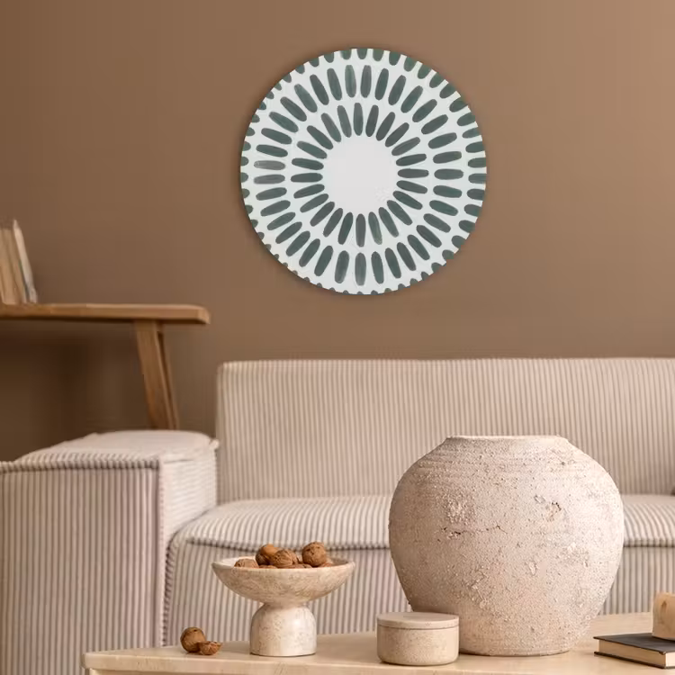 Abstract - Cirkel - Patroon - Modern - Groen Akoestische PET Vilt - Rond klein -sfeer1