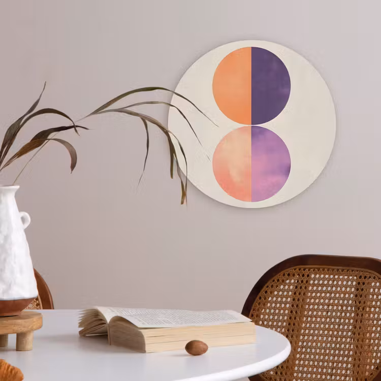 Abstract - Cirkels - Paars Akoestische PET Vilt - Rond klein -sfeer3