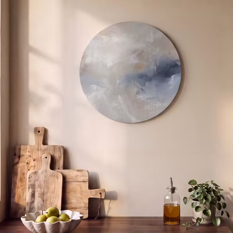 Abstract - Wolken - Sfeer - Modern - Beige Akoestische PET Vilt - Rond klein -sfeer2