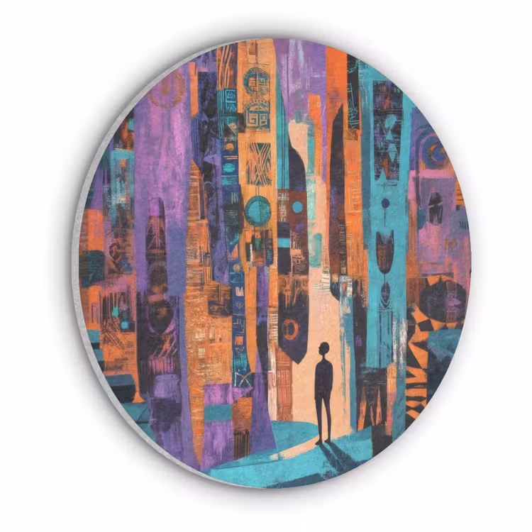 Abstract - Figuren - Kleurrijk Akoestische PET Vilt - Rond klein -3d