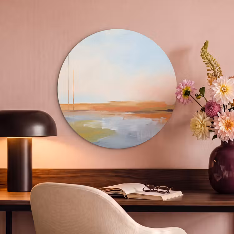 Abstract - Landschap - Horizon - Modern - Kleurrijk Akoestische PET Vilt - Rond klein -sfeer3