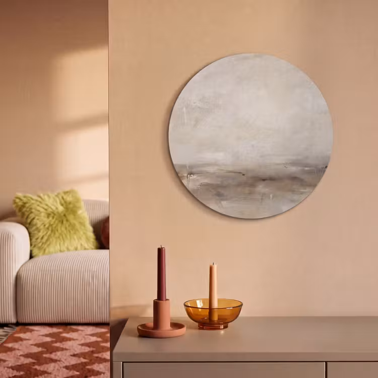 Abstrakt - Landschap - Modern - Beige - Kunst Akoestische PET Vilt - Rond klein -sfeer1