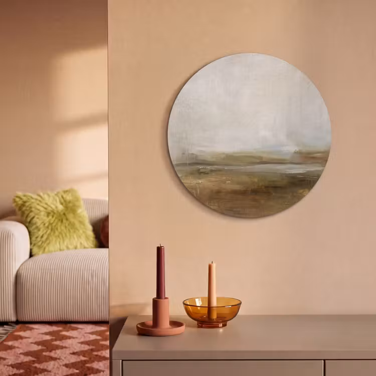 Abstract - Landschap - Natuur - Beige - Bruin Akoestische PET Vilt - Rond klein -sfeer1