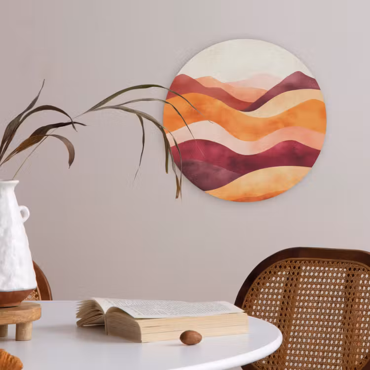 Abstract - Landschap - Golven Akoestische PET Vilt - Rond klein -sfeer3