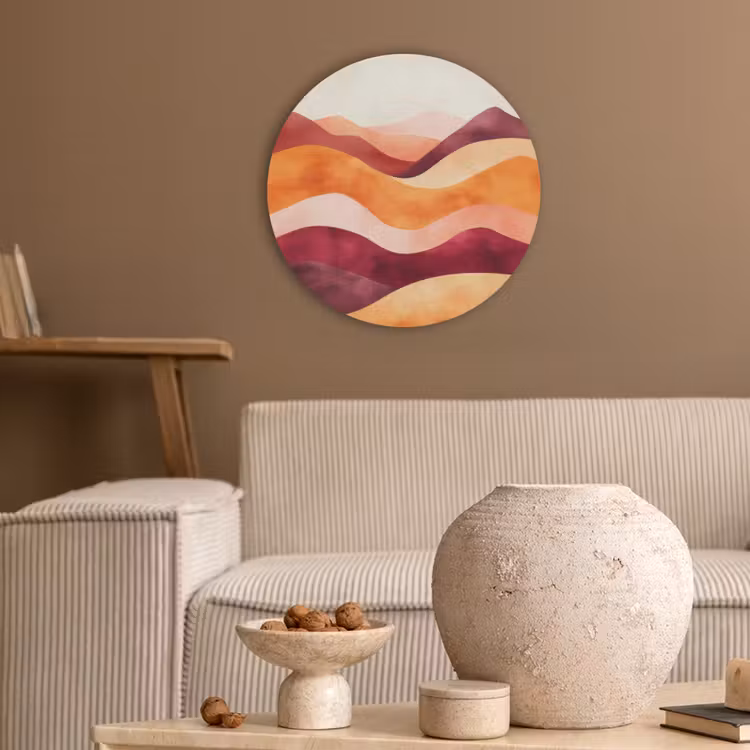Abstract - Landschap - Golven Akoestische PET Vilt - Rond klein -sfeer1