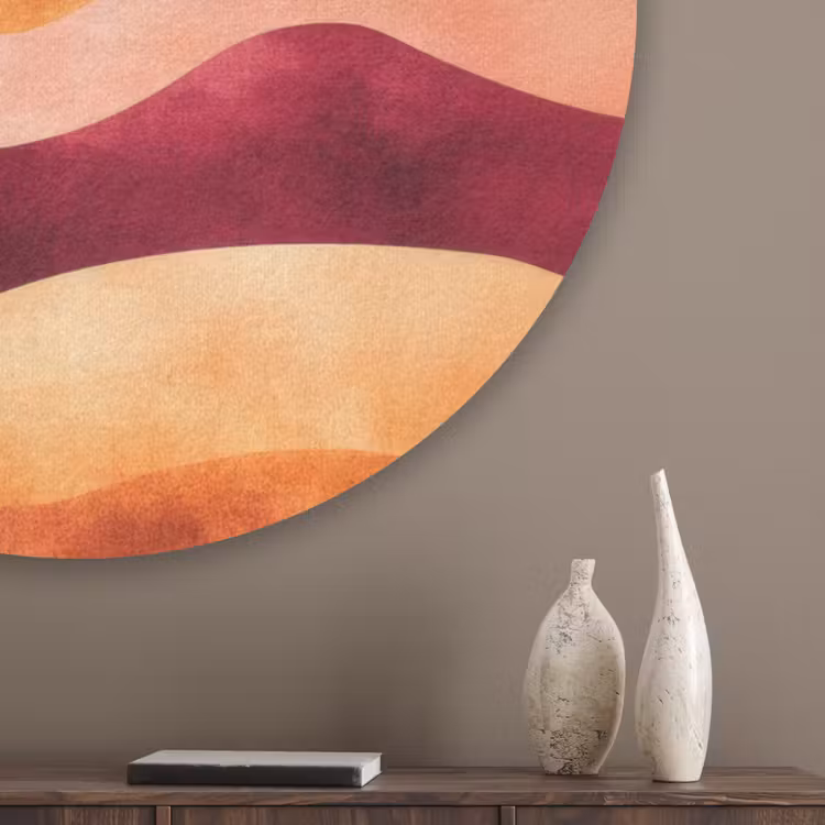 Abstract - Landschap - Golven Akoestische PET Vilt - Rond klein -sfeer5_closeup