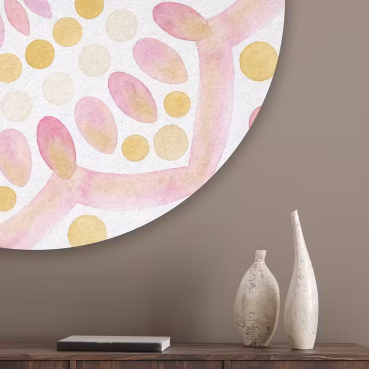 Abstract - Mandala - Kunst - Modern - Roze Akoestische PET Vilt - Rond klein -sfeer5_closeup