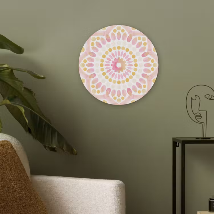 Abstract - Mandala - Kunst - Modern - Roze Akoestische PET Vilt - Rond klein -sfeer2