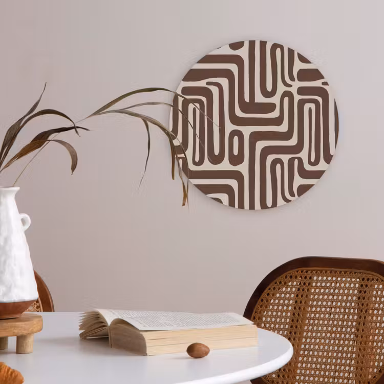 Abstract - Patroon - Bruin Akoestische PET Vilt - Rond klein 838 -sfeer3