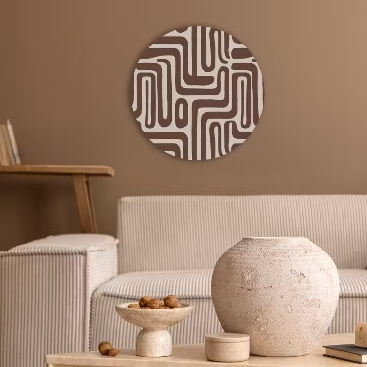 Abstract - Patroon - Bruin Akoestische PET Vilt - Rond klein 838 -sfeer1