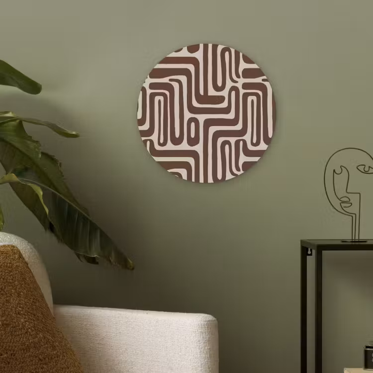 Abstract - Patroon - Bruin Akoestische PET Vilt - Rond klein 838 -sfeer2