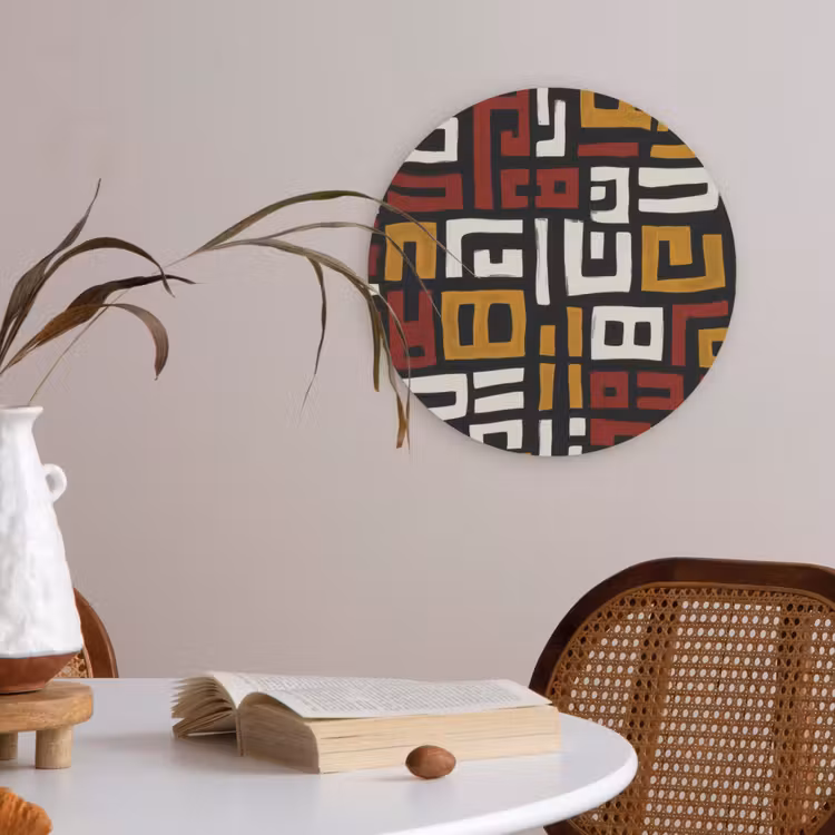 Abstract - Patroon - Rood Akoestische PET Vilt - Rond klein -sfeer3