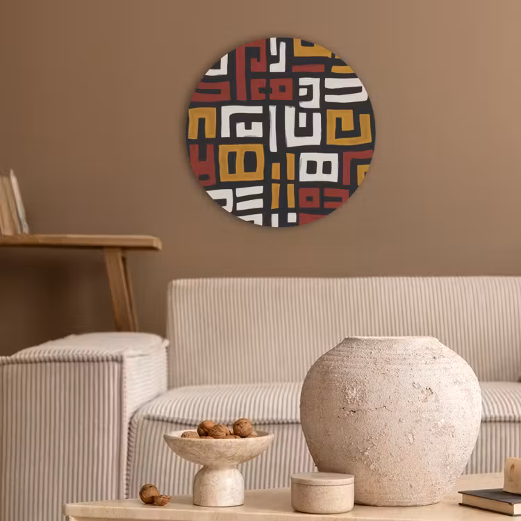 Abstract - Patroon - Rood Akoestische PET Vilt - Rond klein -sfeer1