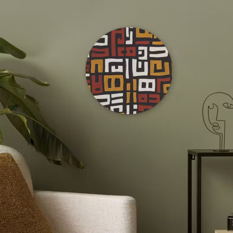 Abstract - Patroon - Rood Akoestische PET Vilt - Rond klein -sfeer2