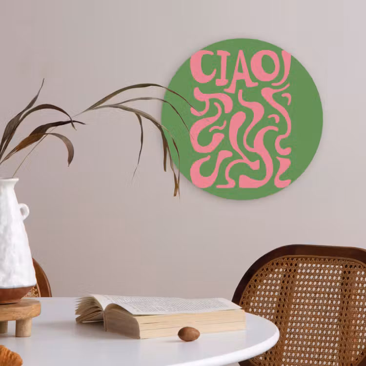 Abstract - Roze - Ciao - Vormen Akoestische PET Vilt - Rond klein -sfeer3