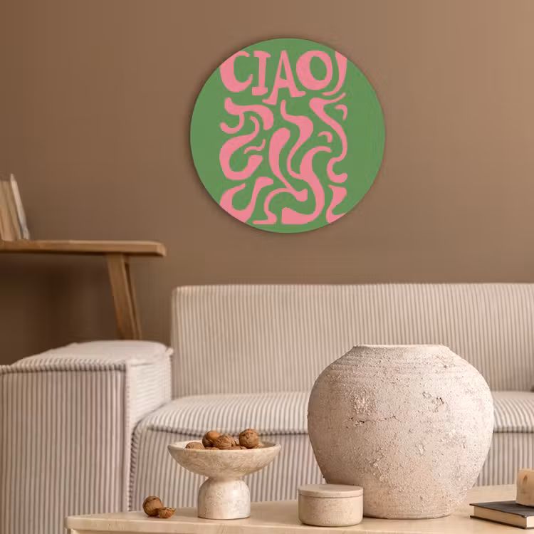 Abstract - Roze - Ciao - Vormen Akoestische PET Vilt - Rond klein -sfeer1
