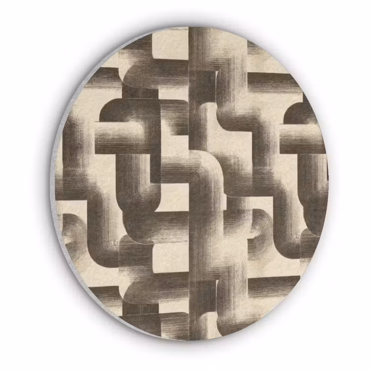 Abstract - Retro - Zwart Akoestische PET Vilt - Rond klein 838 -3d