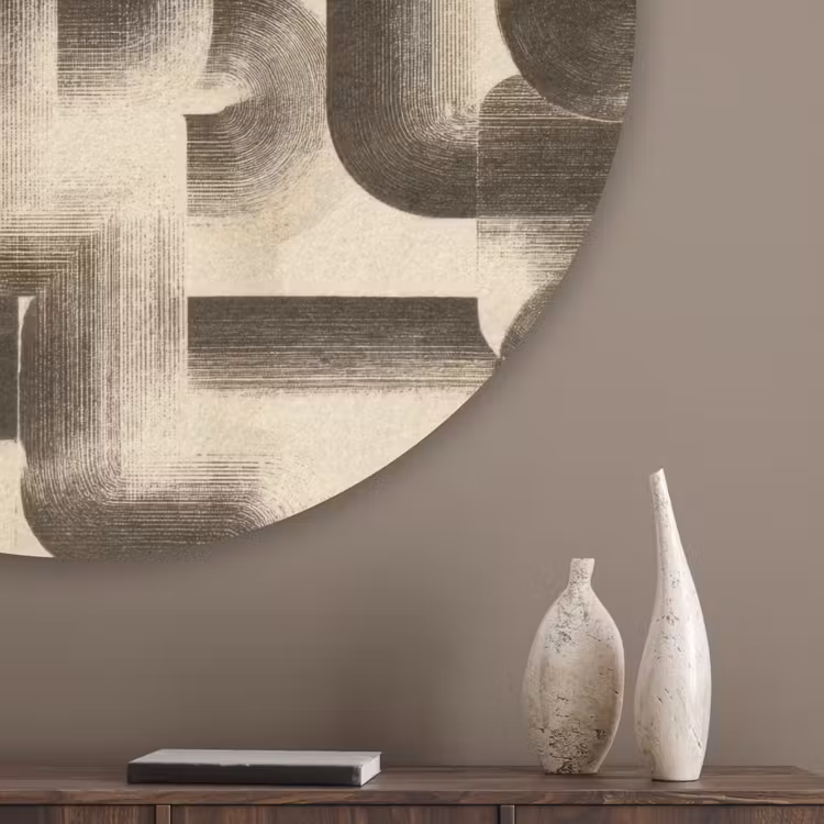 Abstract - Retro - Zwart Akoestische PET Vilt - Rond klein 838 -sfeer5_closeup
