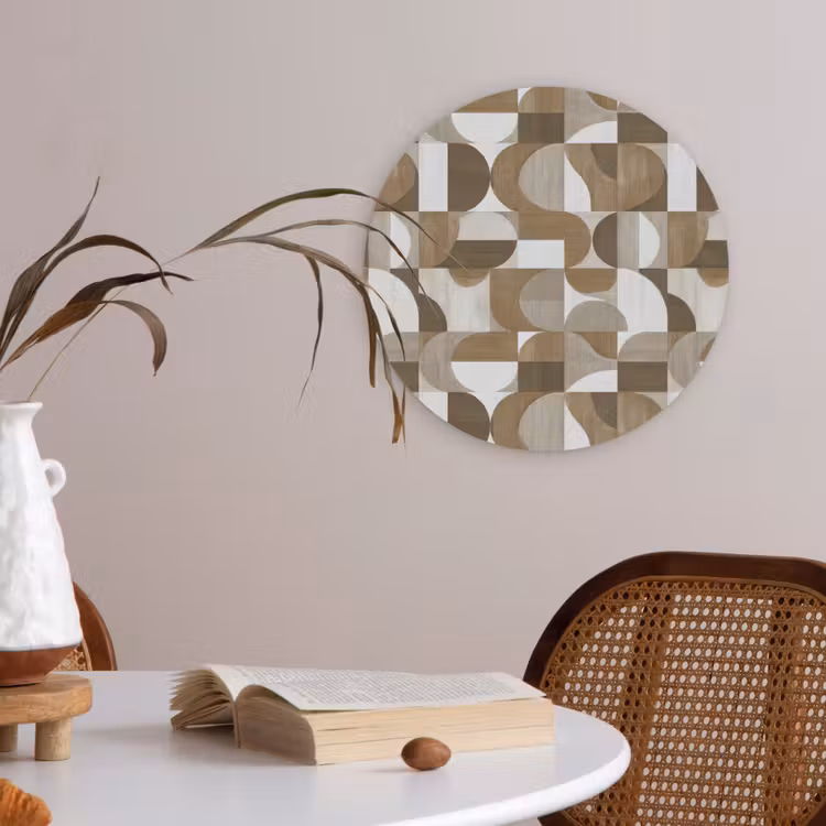 Abstract - Retro - Bruin Akoestische PET Vilt - Rond klein 838 -sfeer3