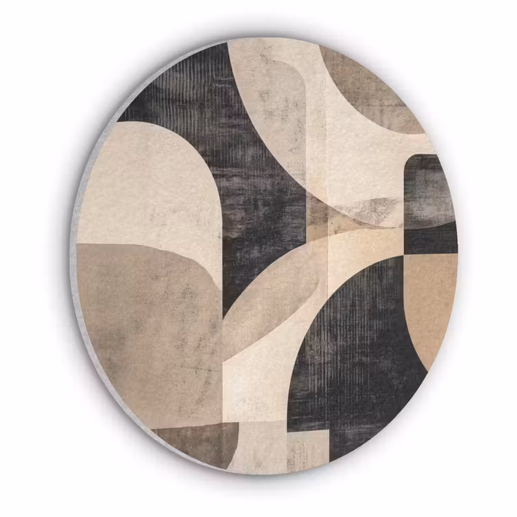 Abstract - Vormen - Modern - Beige Akoestische PET Vilt - Rond klein -3d