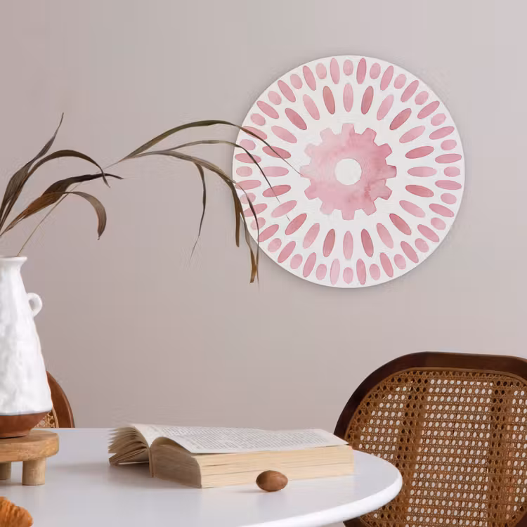 Abstract - Vormen - Patroon - Aquarel - Roze Akoestische PET Vilt - Rond klein -sfeer3