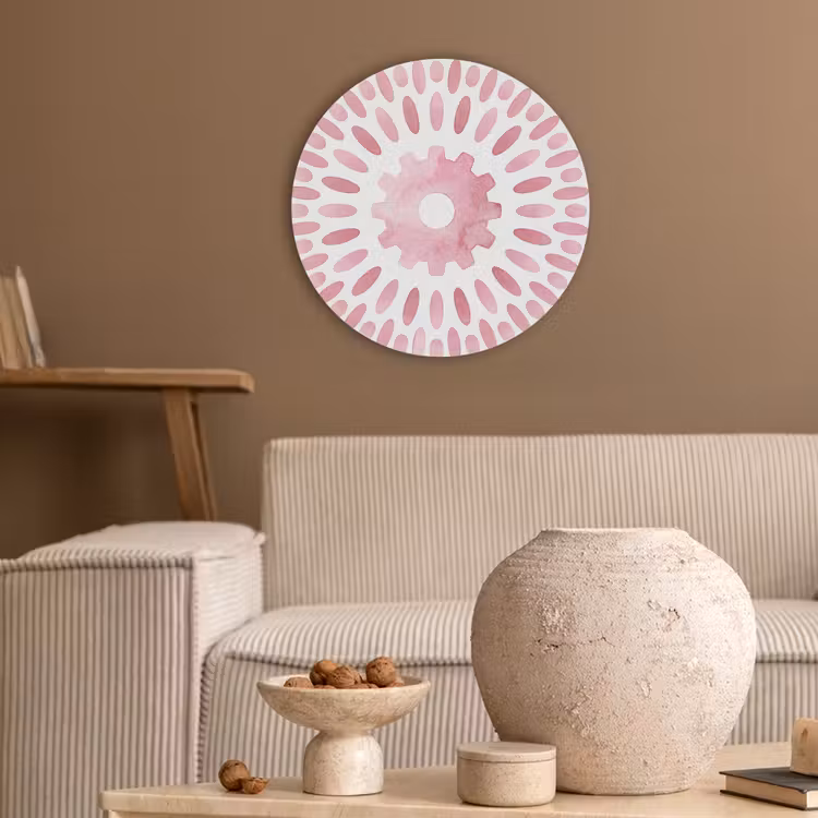 Abstract - Vormen - Patroon - Aquarel - Roze Akoestische PET Vilt - Rond klein -sfeer1
