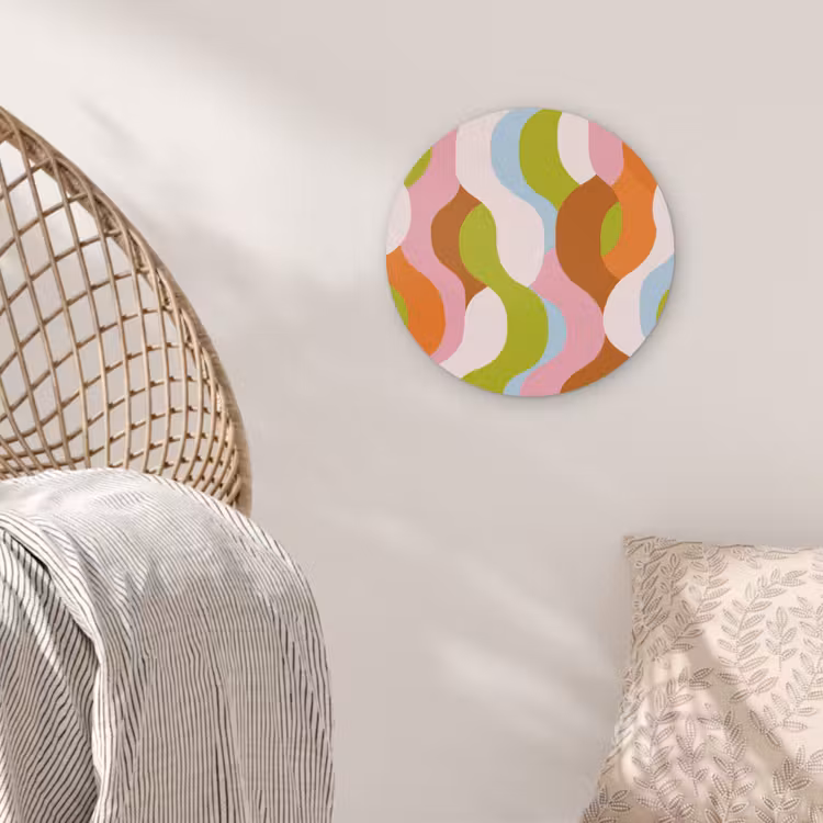 Abstract - Vormen - Roze Akoestische PET Vilt - Rond klein -sfeer4